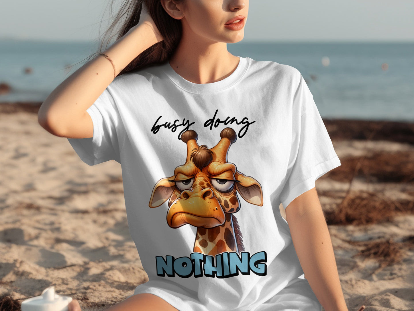 Busy Doing Nothing Giraffe Graphic T-Shirt