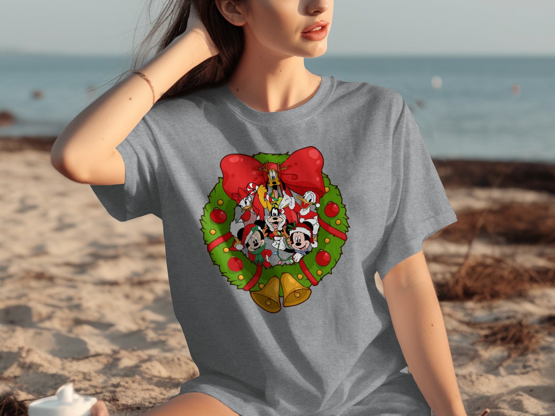 Festive Holiday Character Wreath Graphic T-Shirt