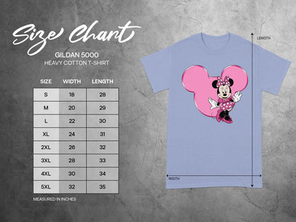 Gildan 5000 T-Shirt Size Chart Minnie Mouse Design product type