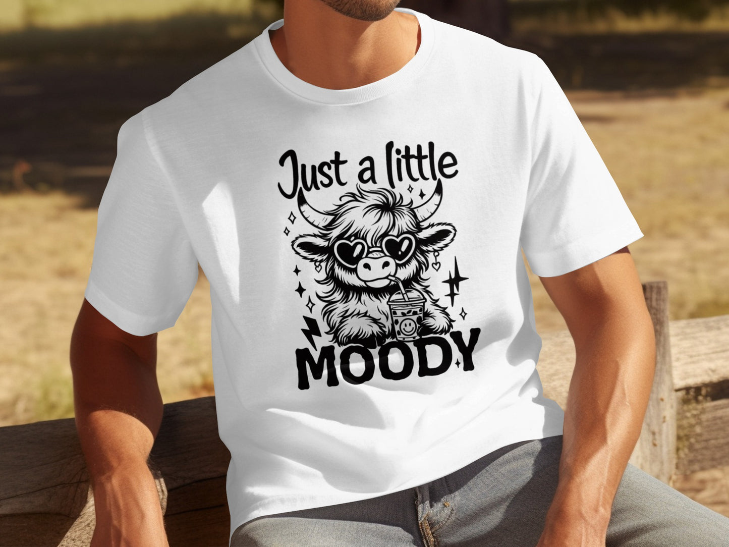 Just a Little Moody Cute Cow Graphic Tee Product