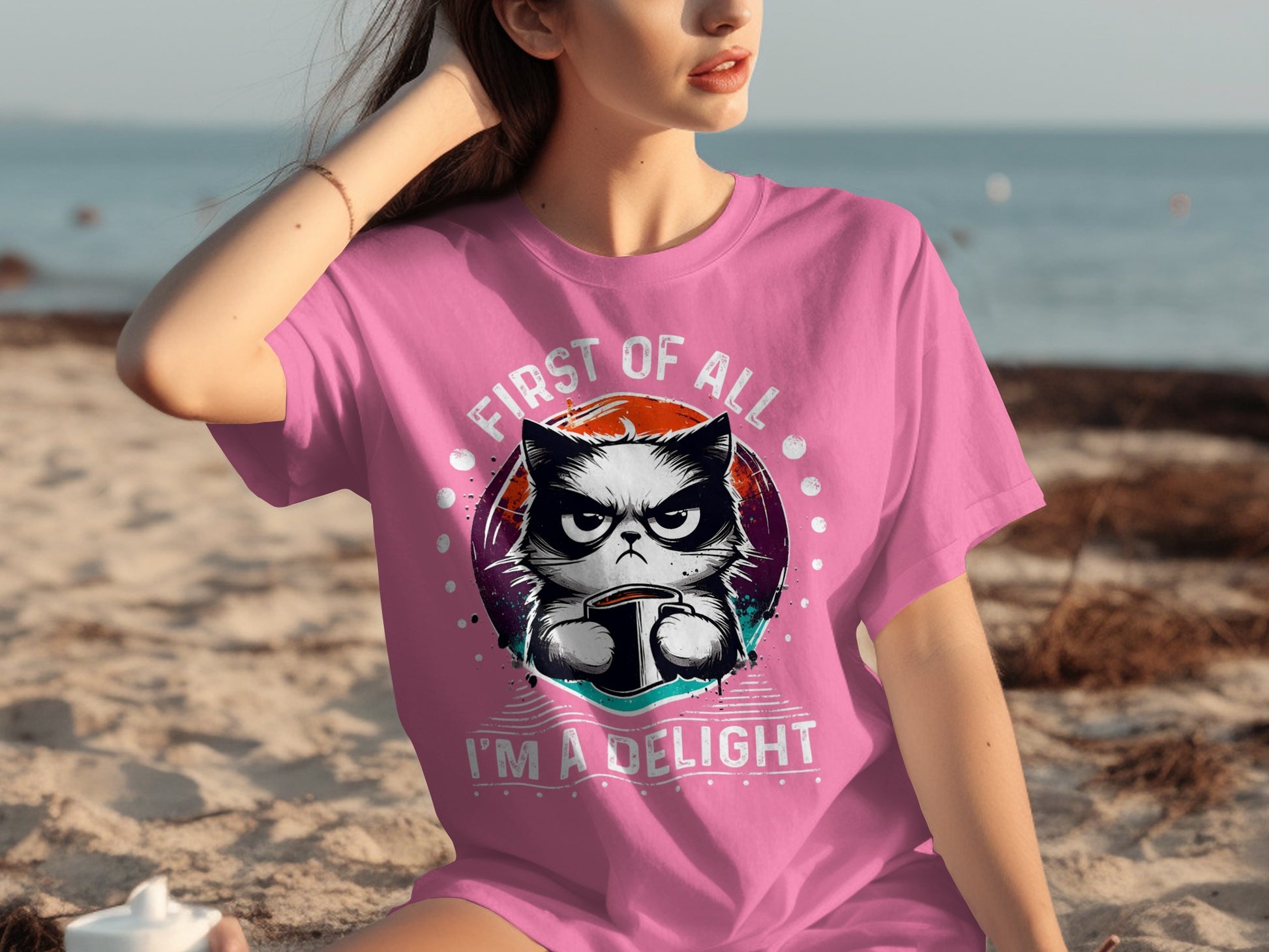 First Of All I'm A Delight Cat Graphic T-Shirt