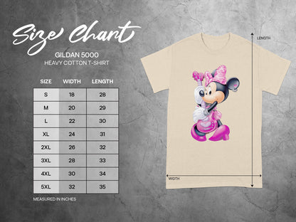 Gildan 5000 Minnie Mouse Guitar T-Shirt Size Chart product type