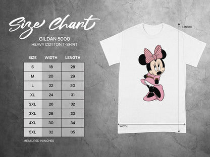 Minnie Mouse Gildan 5000 Size Chart INCHES product type
