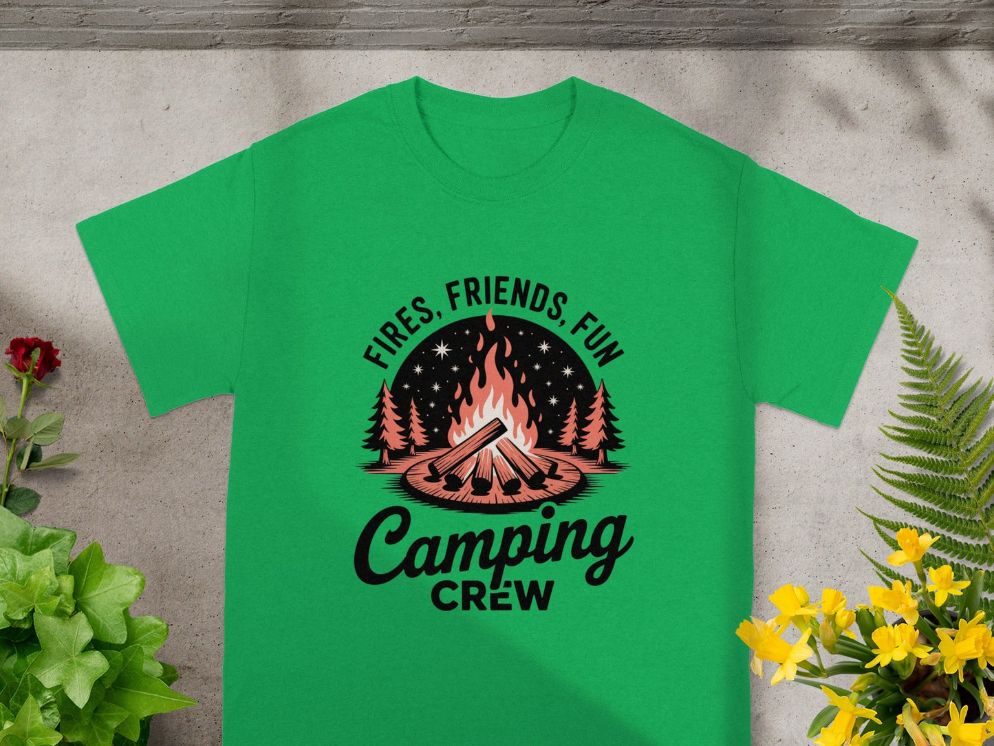 Fires Friends Fun Camping Crew Graphic T-Shirt