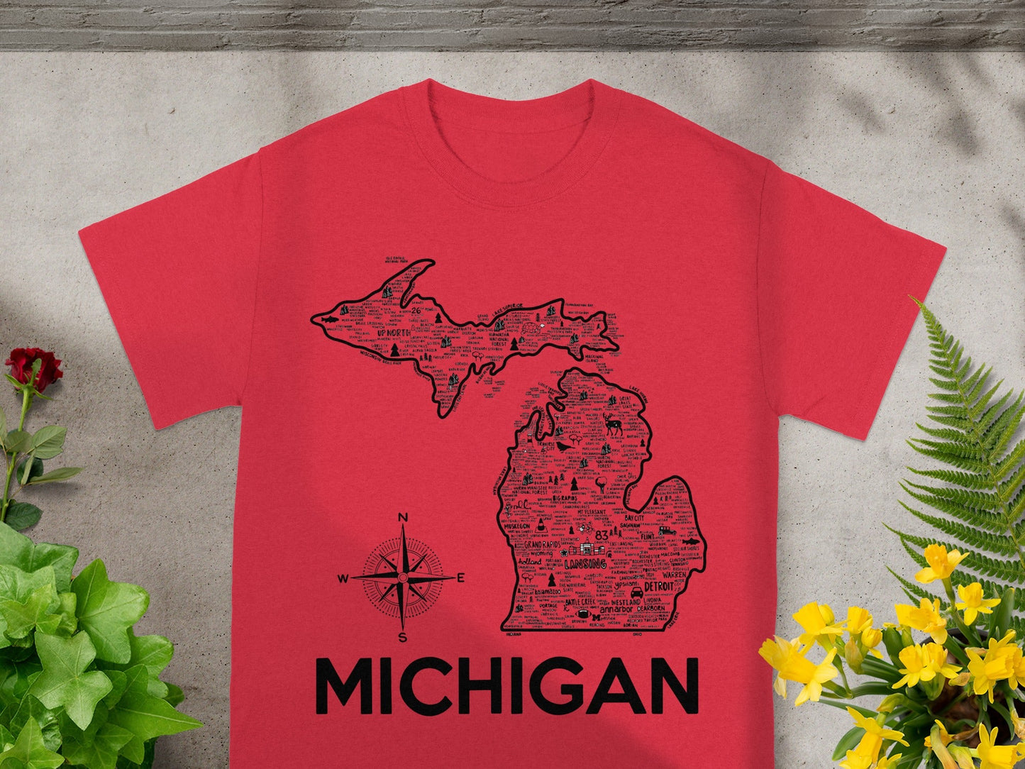 Michigan Map Design Graphic T-Shirt