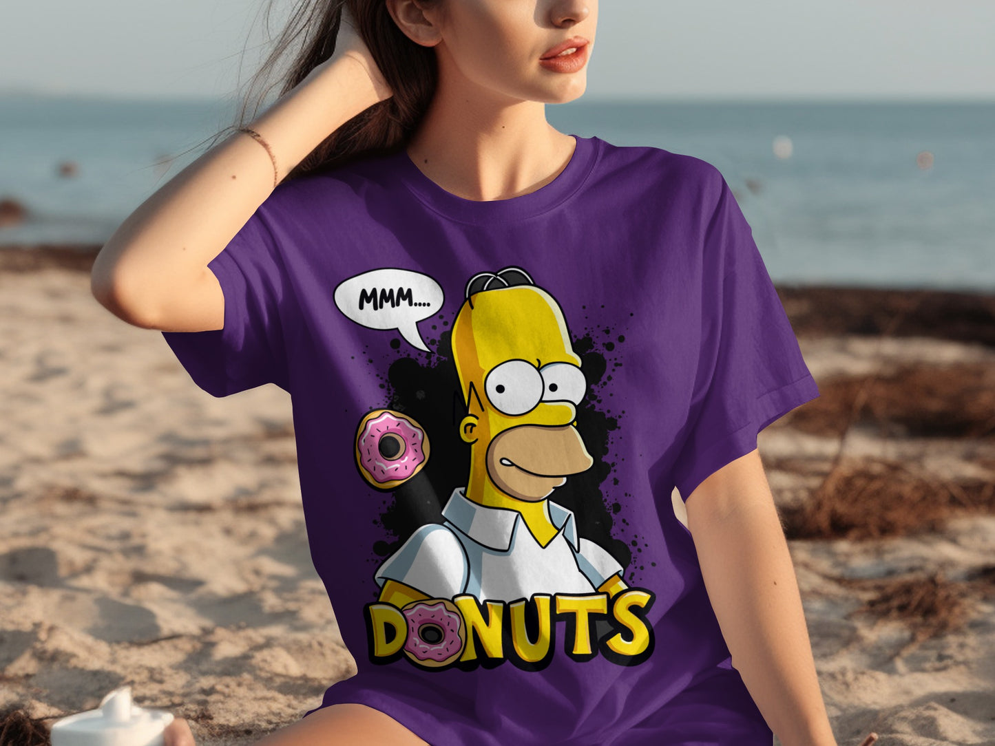 MMM Donuts Cartoon Character Graphic T-Shirt