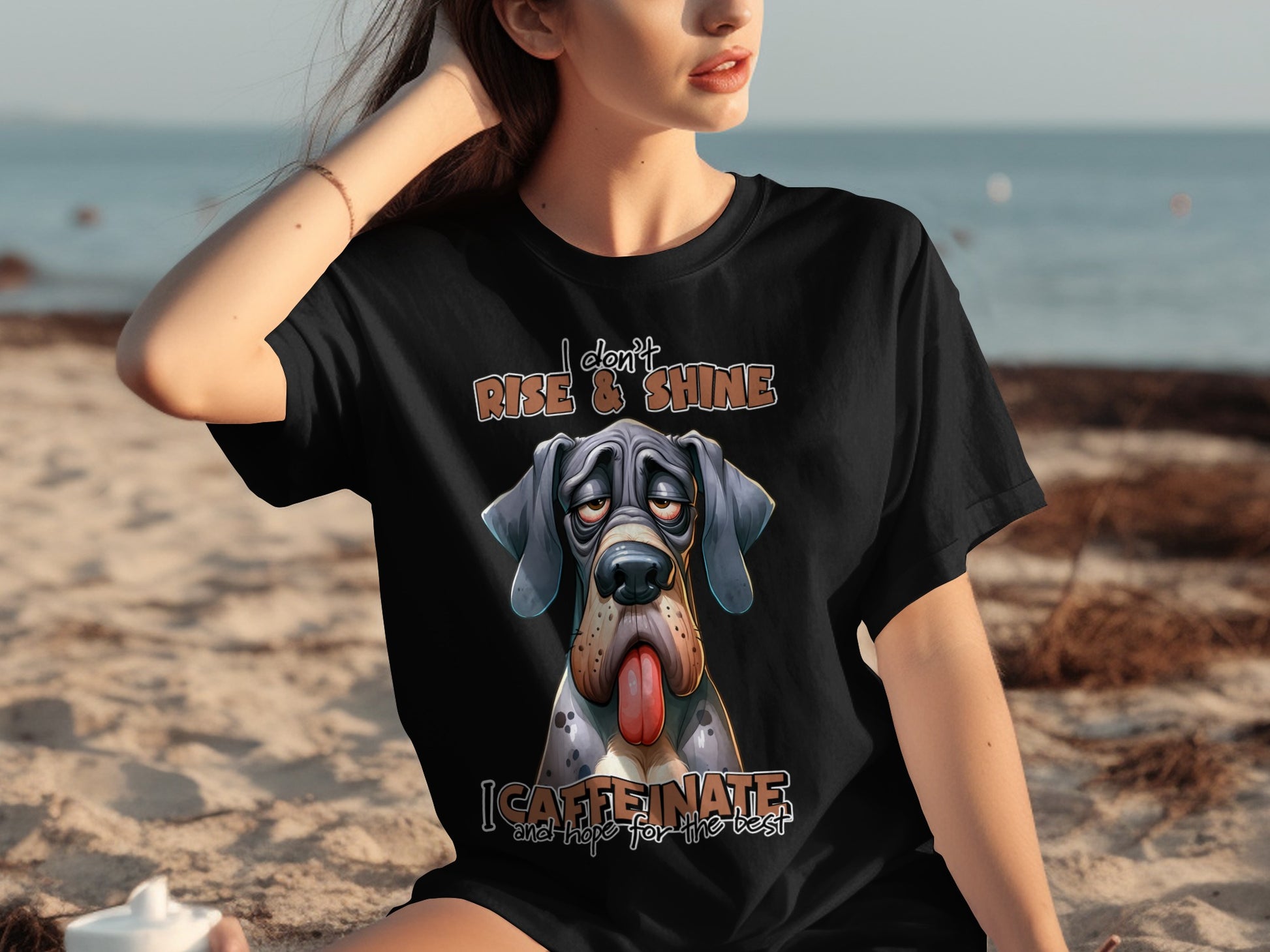 Funny Dog I Don't Rise I Caffeinate Graphic Tee
