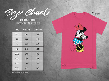 GILDAN 5000 Minnie Mouse Pink T-SHIRT Size Chart product type
