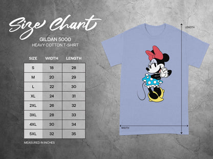 Gildan 5000 T-Shirt Minnie Mouse Design Size Chart product type