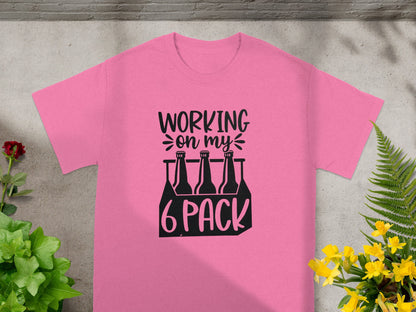Working On My 6 Pack Pink Funny Graphic T-Shirt