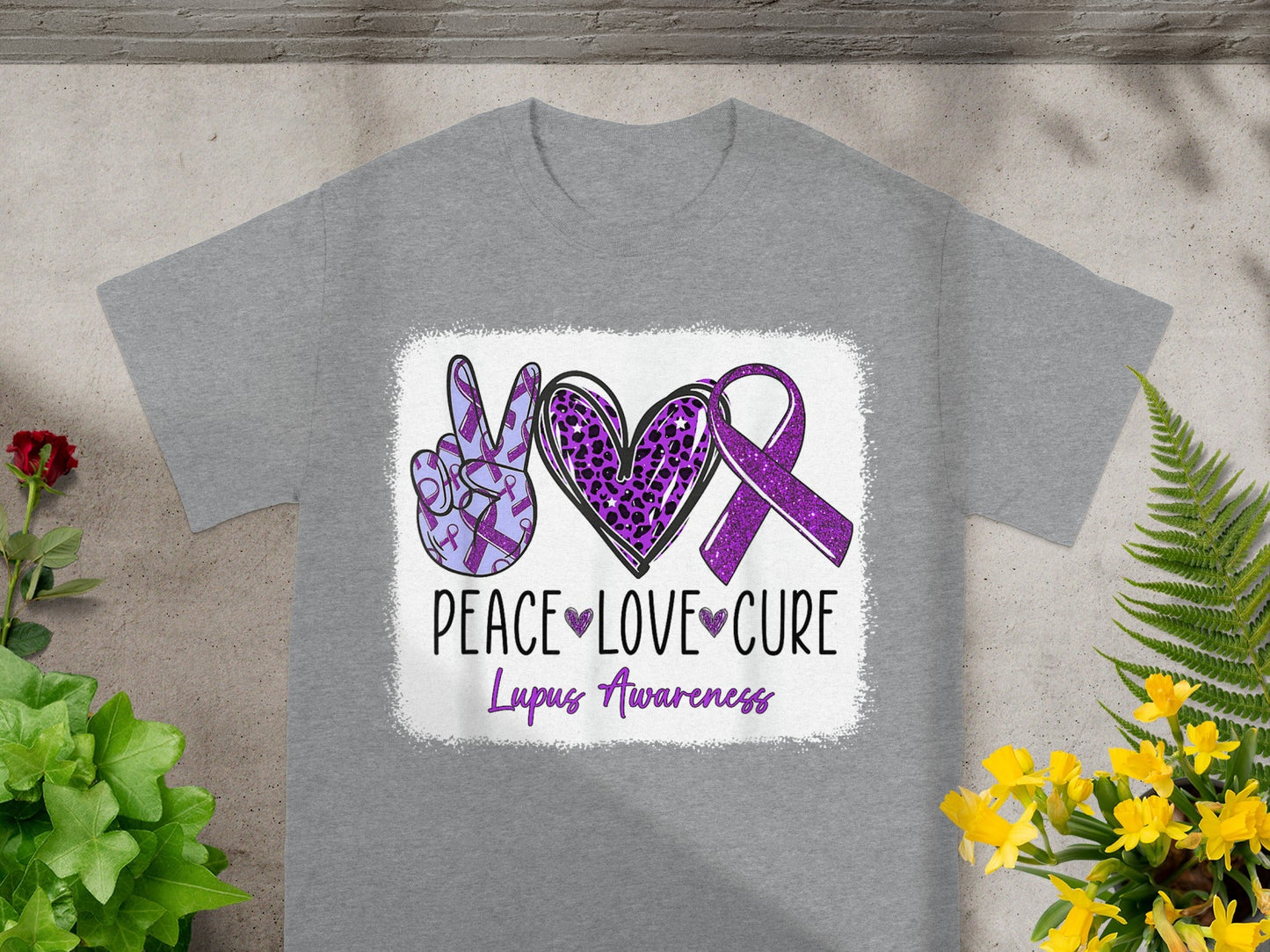 Peace Love Cure Lupus Awareness Graphic Shirt