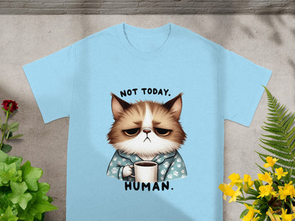 Not Today Human Cat Drinking Coffee Graphic Shirt