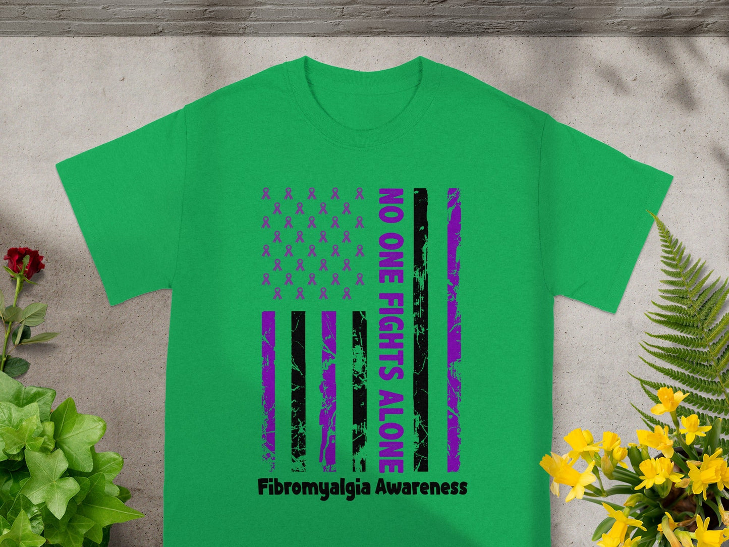 No One Fights Alone Fibromyalgia Awareness Shirt