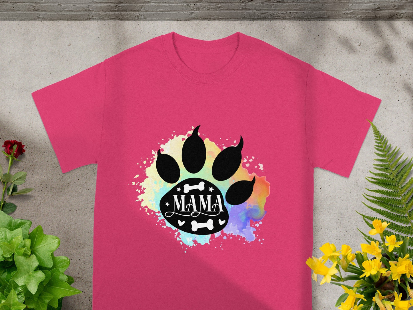Colorful Paw Print Mama Themed T-Shirt Design Product