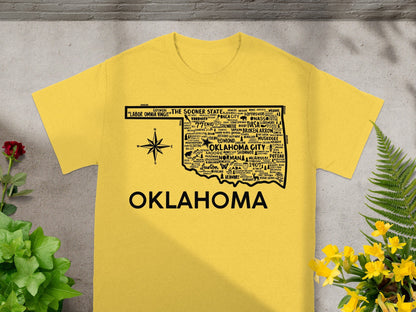 Oklahoma State Map Typography Design Shirt