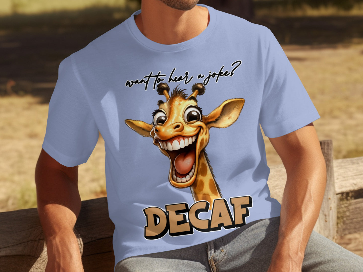 Funny Giraffe Decaf Joke T-Shirt for Animal Lovers
