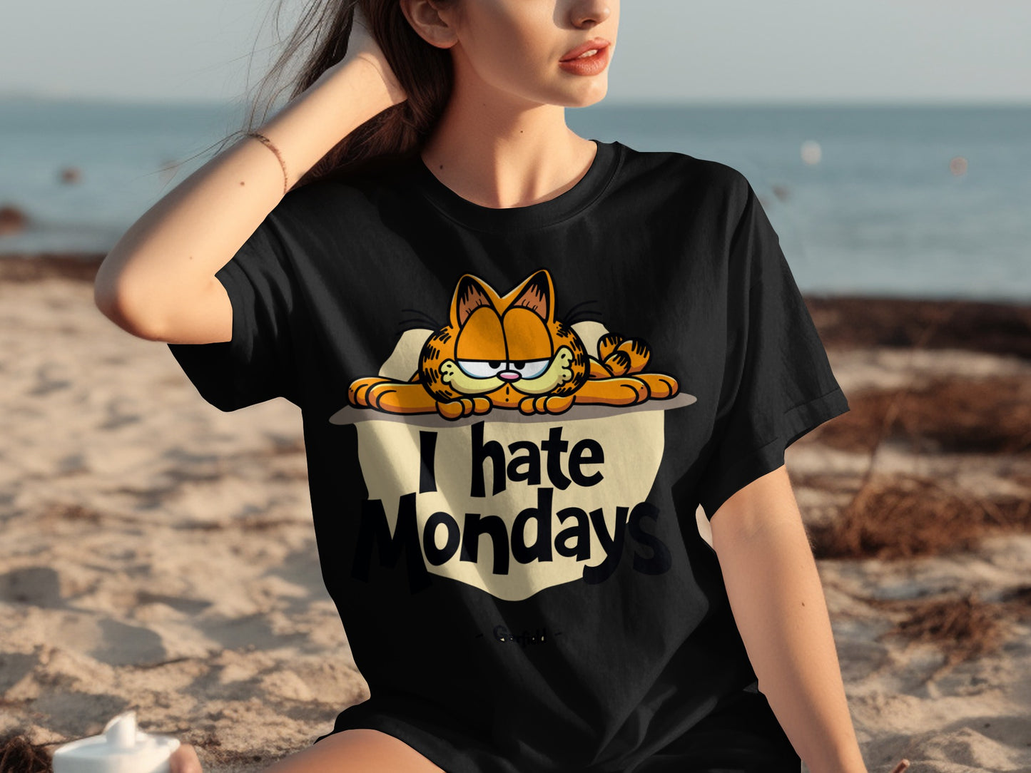 Garfield I Hate Mondays Beach Graphic T-shirt