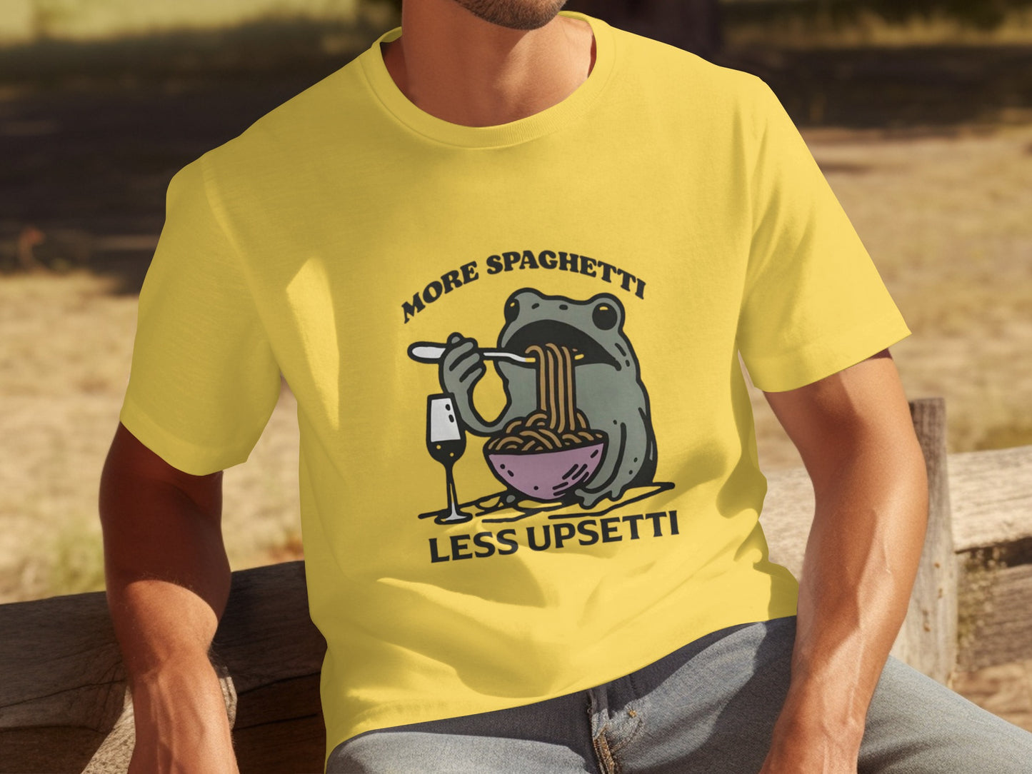 More Spaghetti Less Upsetti Funny Frog Eating T-Shirt