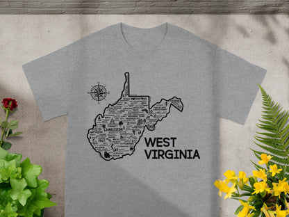 West Virginia Map Graphic West Virginia T-shirt