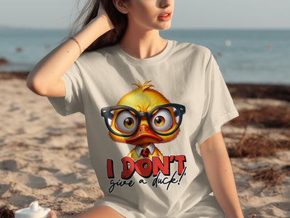 I Don't Give a Duck Funny Cartoon Duck T-Shirt