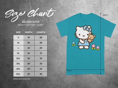 Hello Kitty Teddy Bear Blue Gildan TShirt Character product type