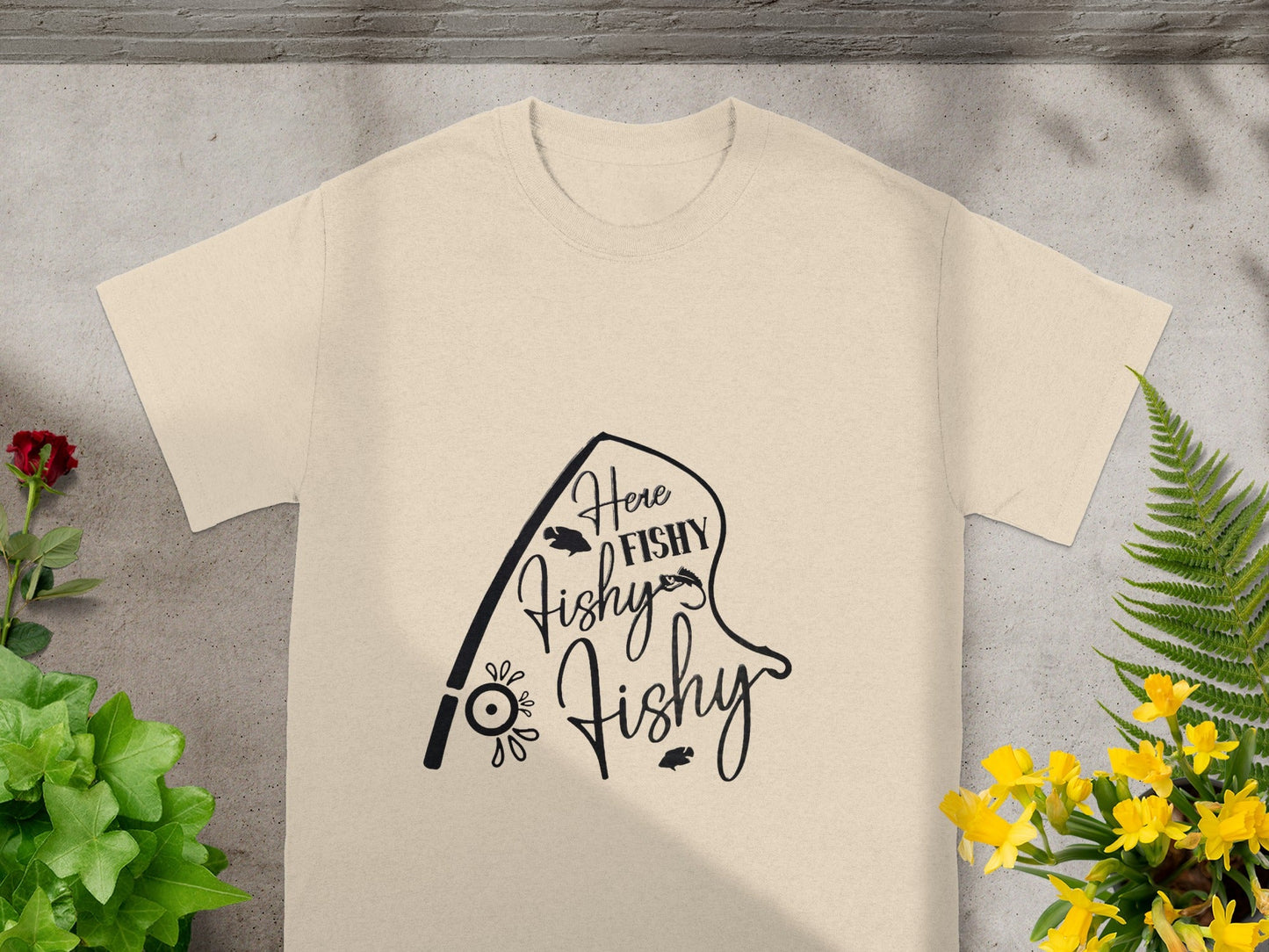 Here Fishy Fishy Fishy Graphic Fishing T-shirt