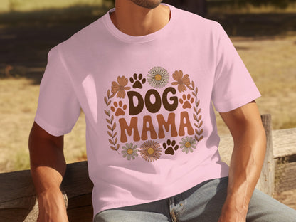 Dog Mama Floral Design with Paws T-shirt