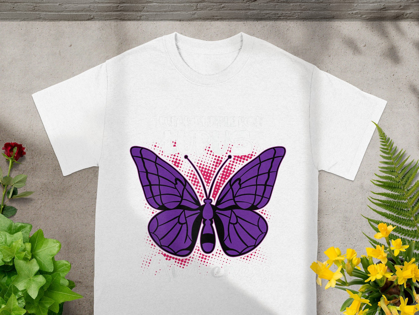Purple Butterfly Graphic Print T-Shirt for Casual Style