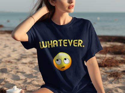 Whatever Emoji Printed Short Sleeve Casual T-Shirt