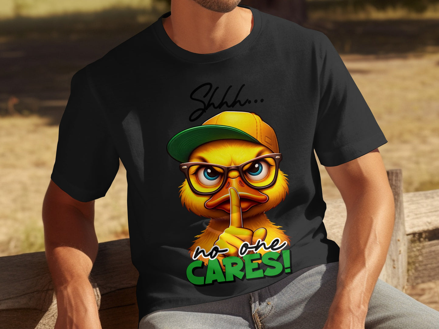 Shhh No One Cares Funny Duck Graphic T-shirt