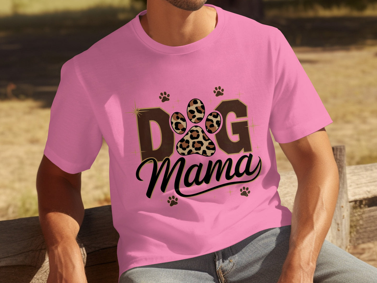Dog Mama Leopard Print Graphic T-Shirt