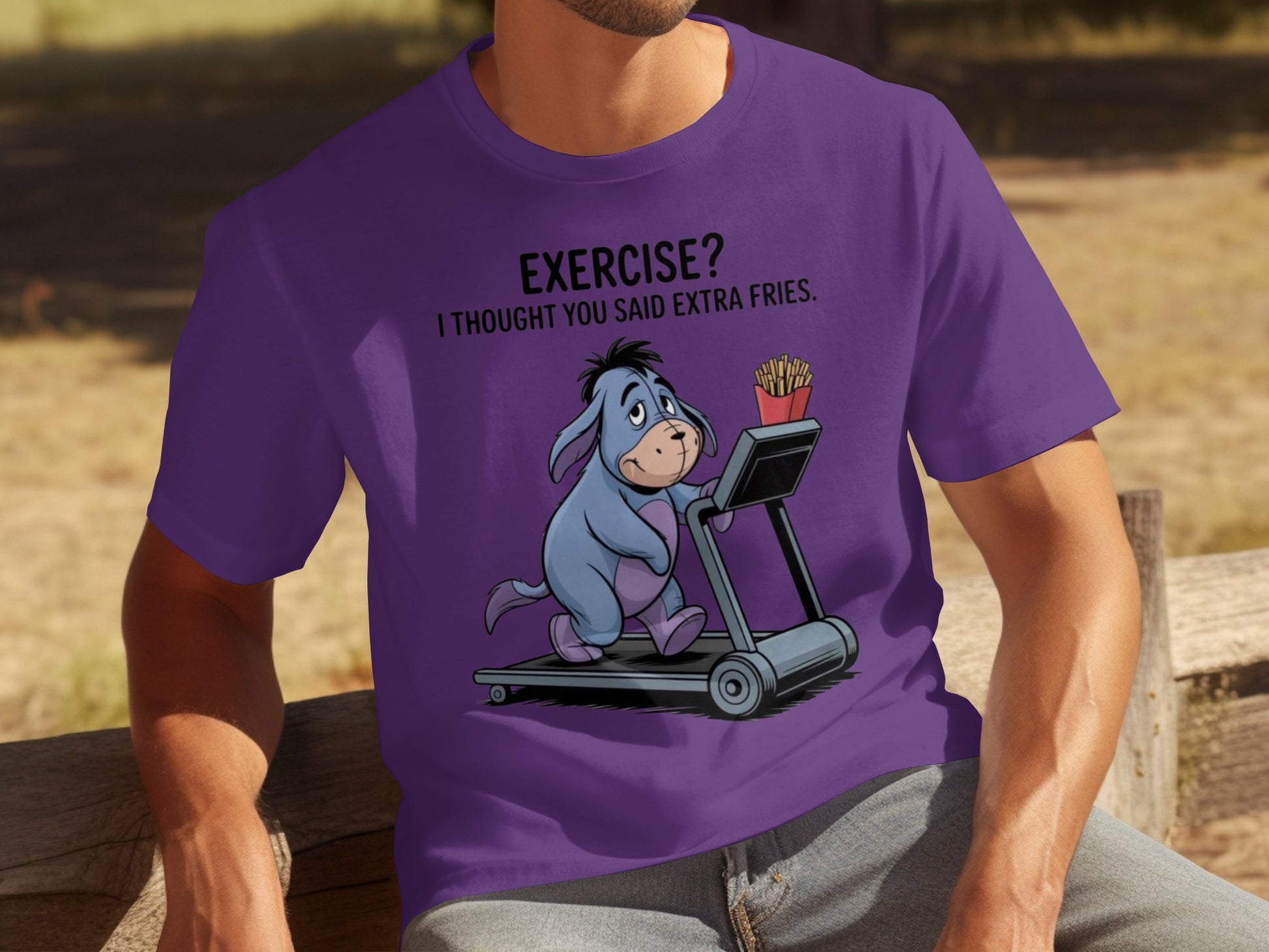 Funny Exercise Eeyore Treadmill Extra Fries T-shirt