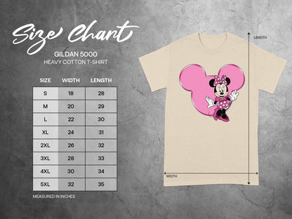 Minnie Mouse Pink Ears Size Chart Gildan 5000 product type