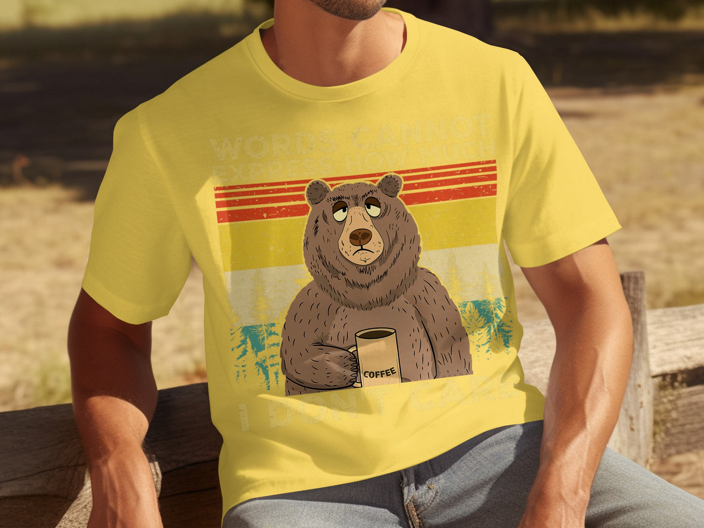 Vintage Bear Drinking Coffee Funny Graphic T-shirt