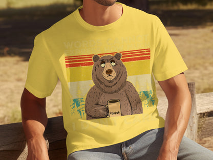 Vintage Bear Drinking Coffee Funny Graphic T-shirt