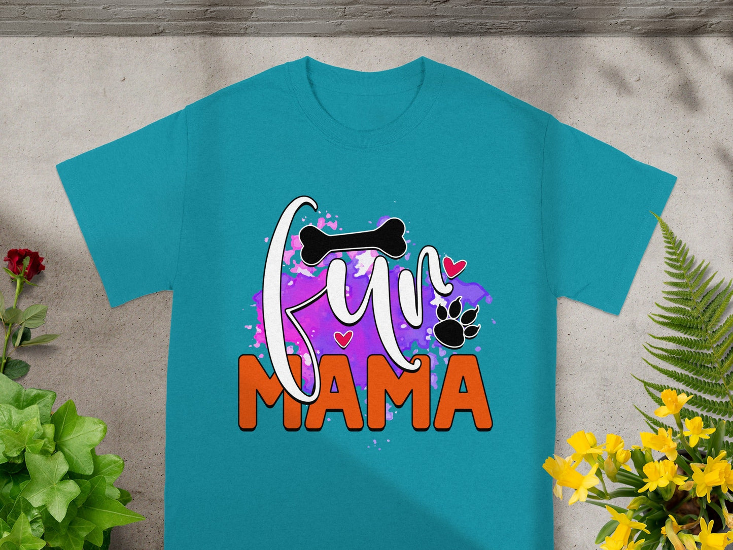 Colorful Fun Mama Paw Print Heart Design Shirt