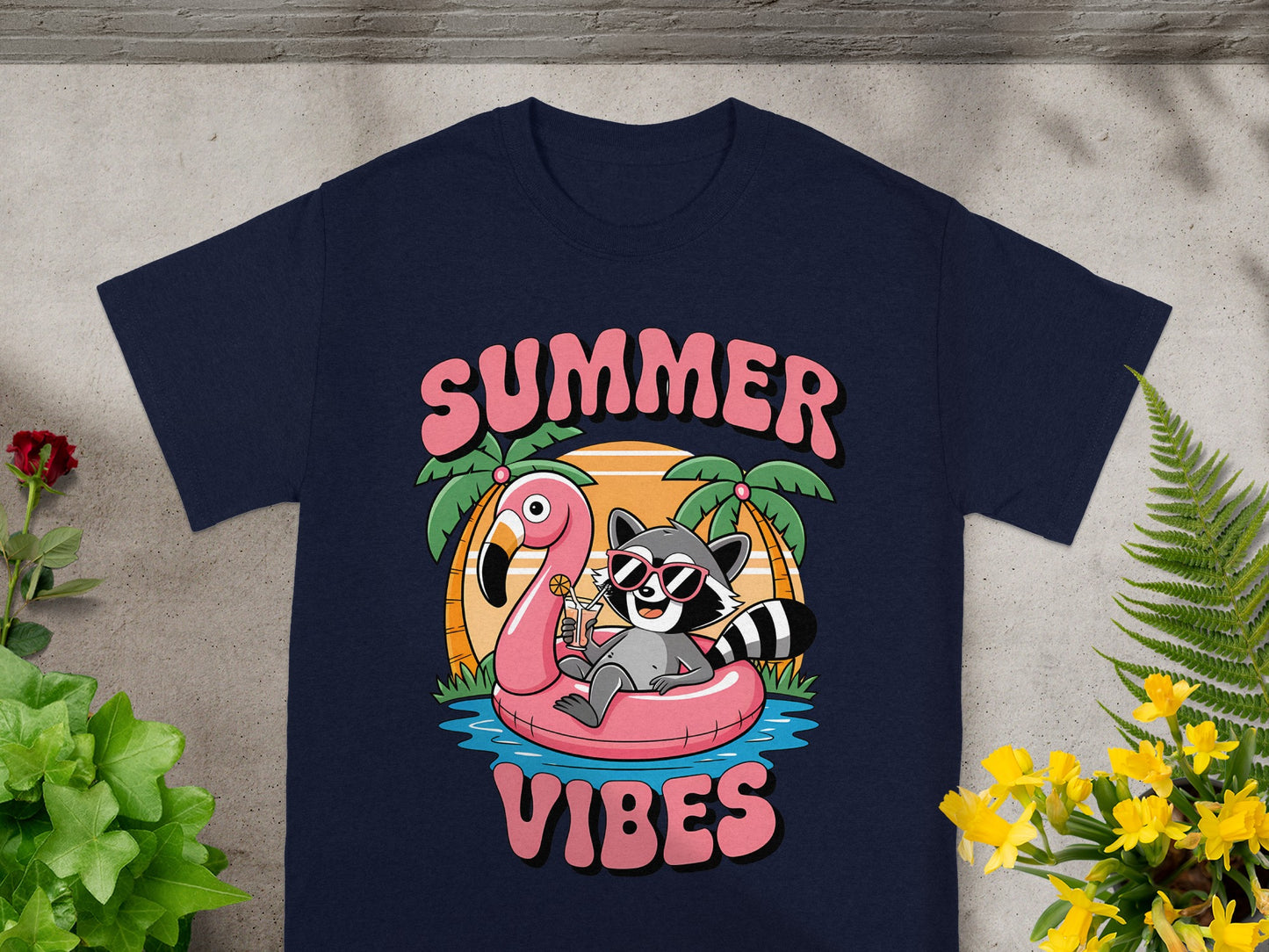 Tropical Raccoon Summer Vibes T-Shirt