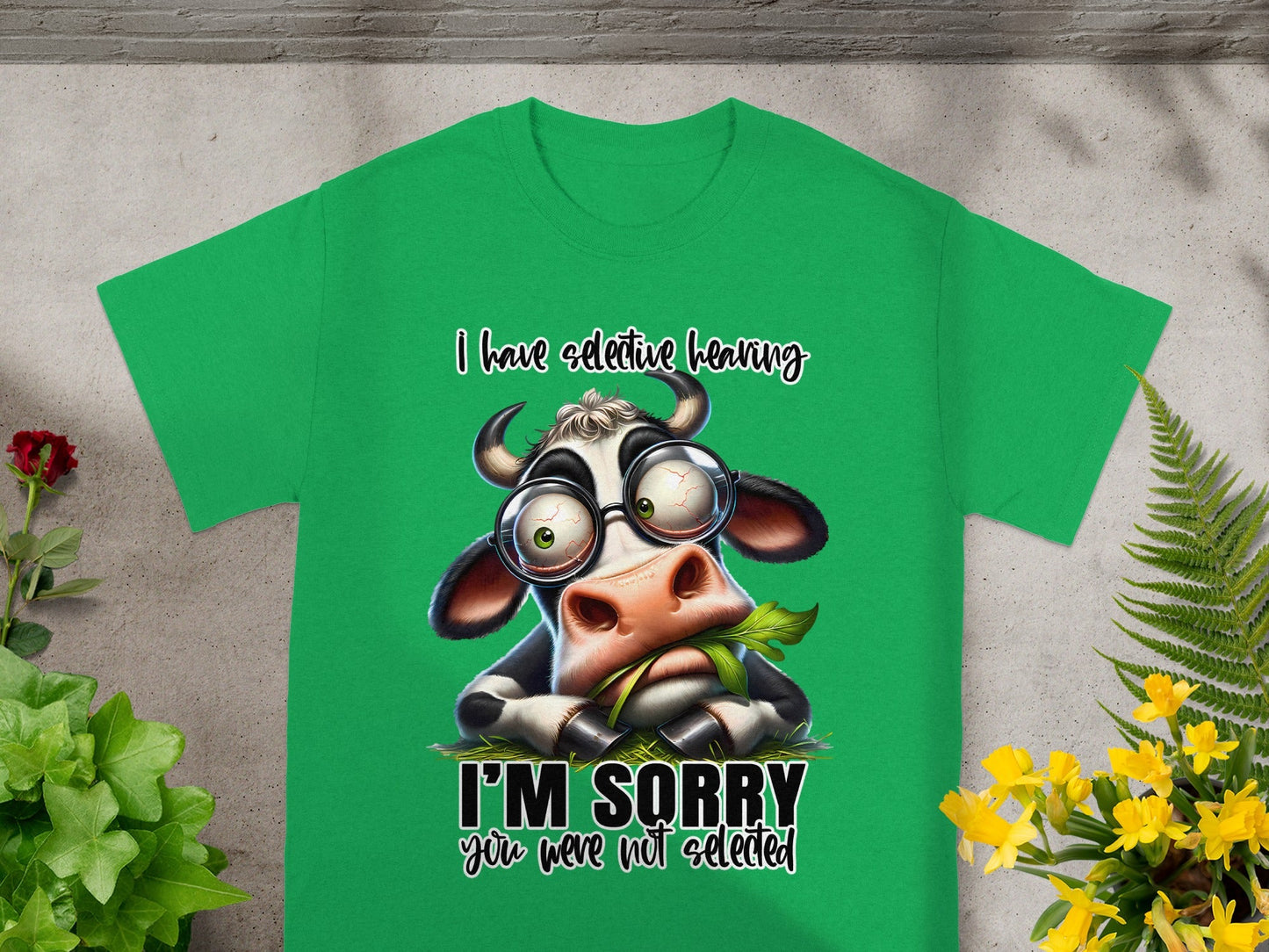 I Have Selective Hearing Funny Cow Graphic T-shirt