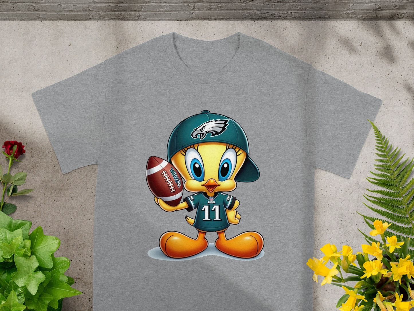Tweety Bird Football Graphic Tee Shirt for Fans