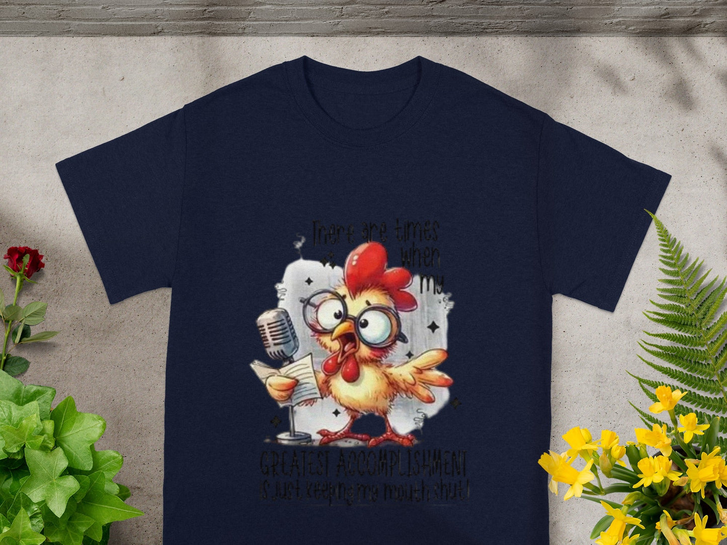Funny Chicken Cartoon with Microphone T-shirt