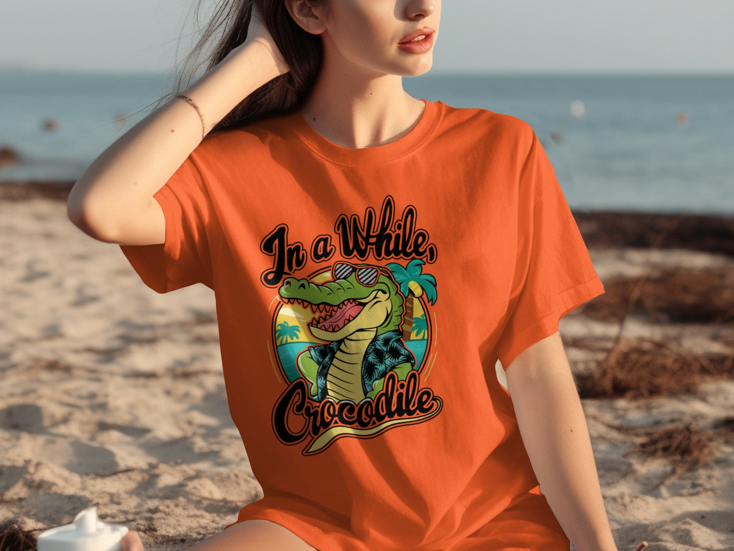 In a While Crocodile Graphic Tee Beachwear Shirt