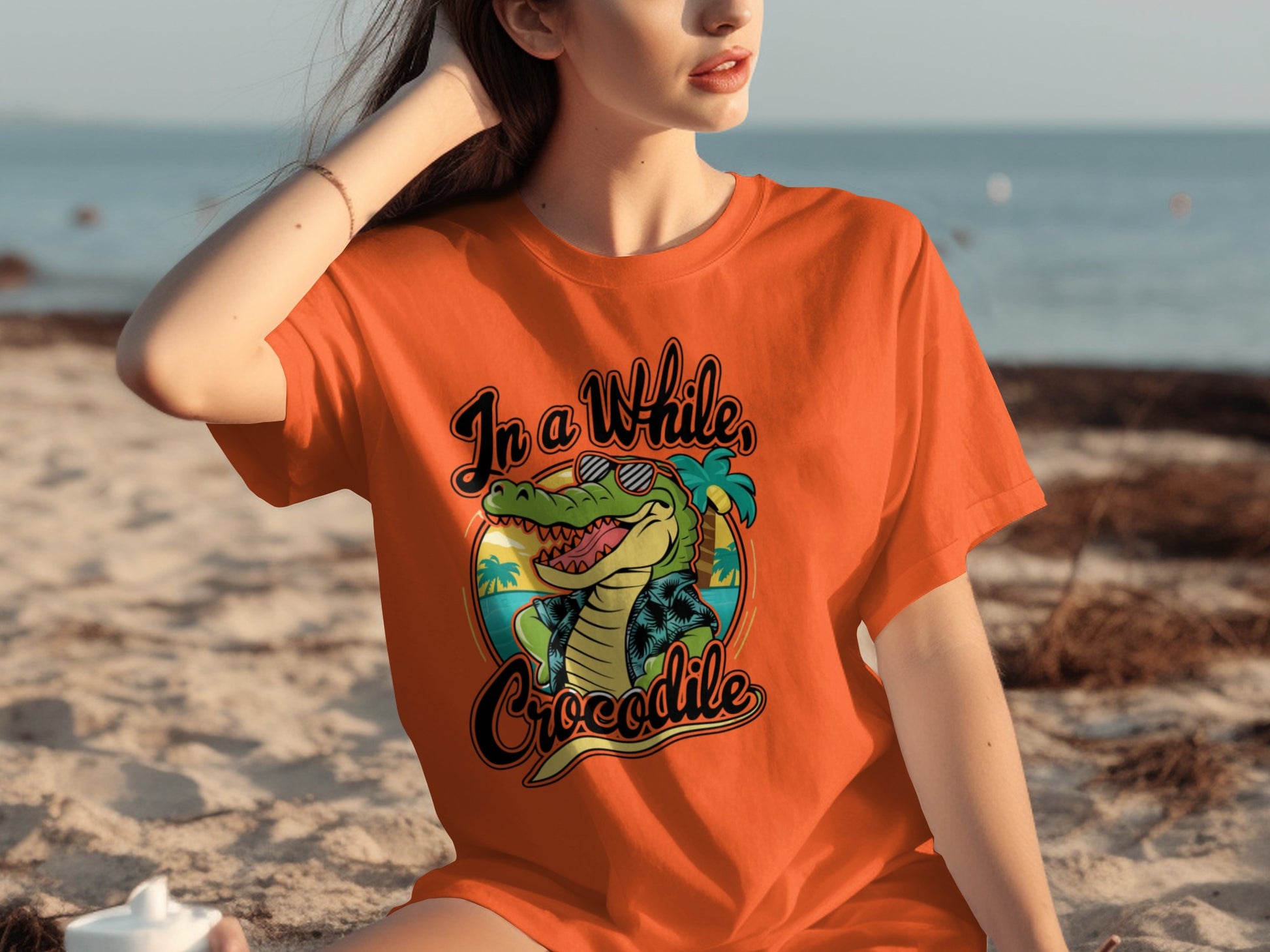 In a While Crocodile Graphic Tee Beachwear Shirt