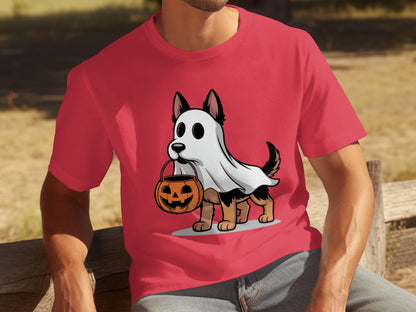 Cute Dog in Halloween Ghost Costume Graphic Shirt
