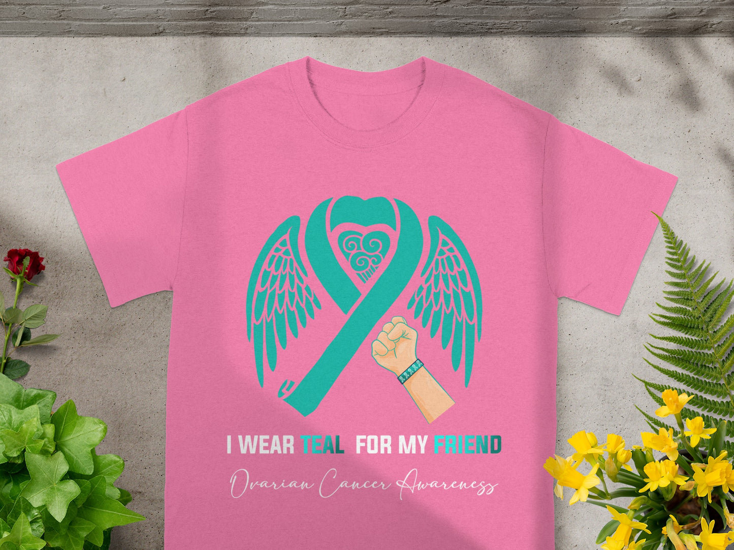 I Wear Teal For My Friend Ovarian Cancer Awareness Shirt