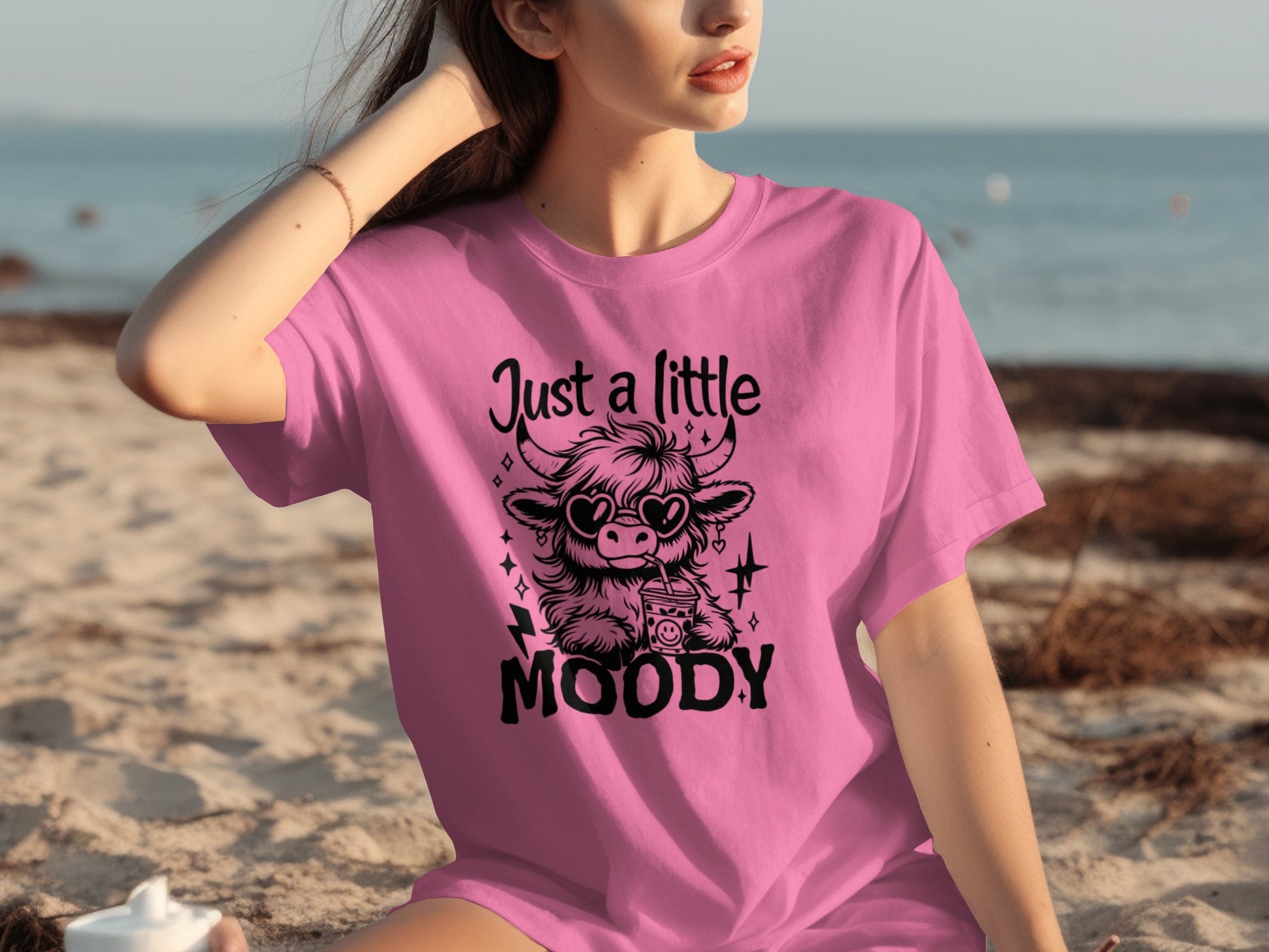 Just a Little Moody Cute Pink Graphic T-shirt