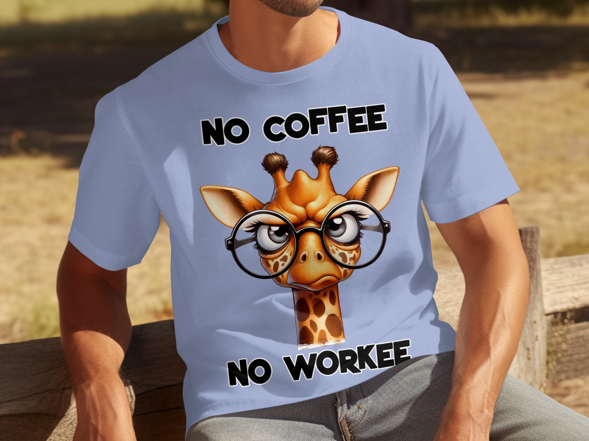 Funny Giraffe No Coffee No Workee Graphic T-Shirt