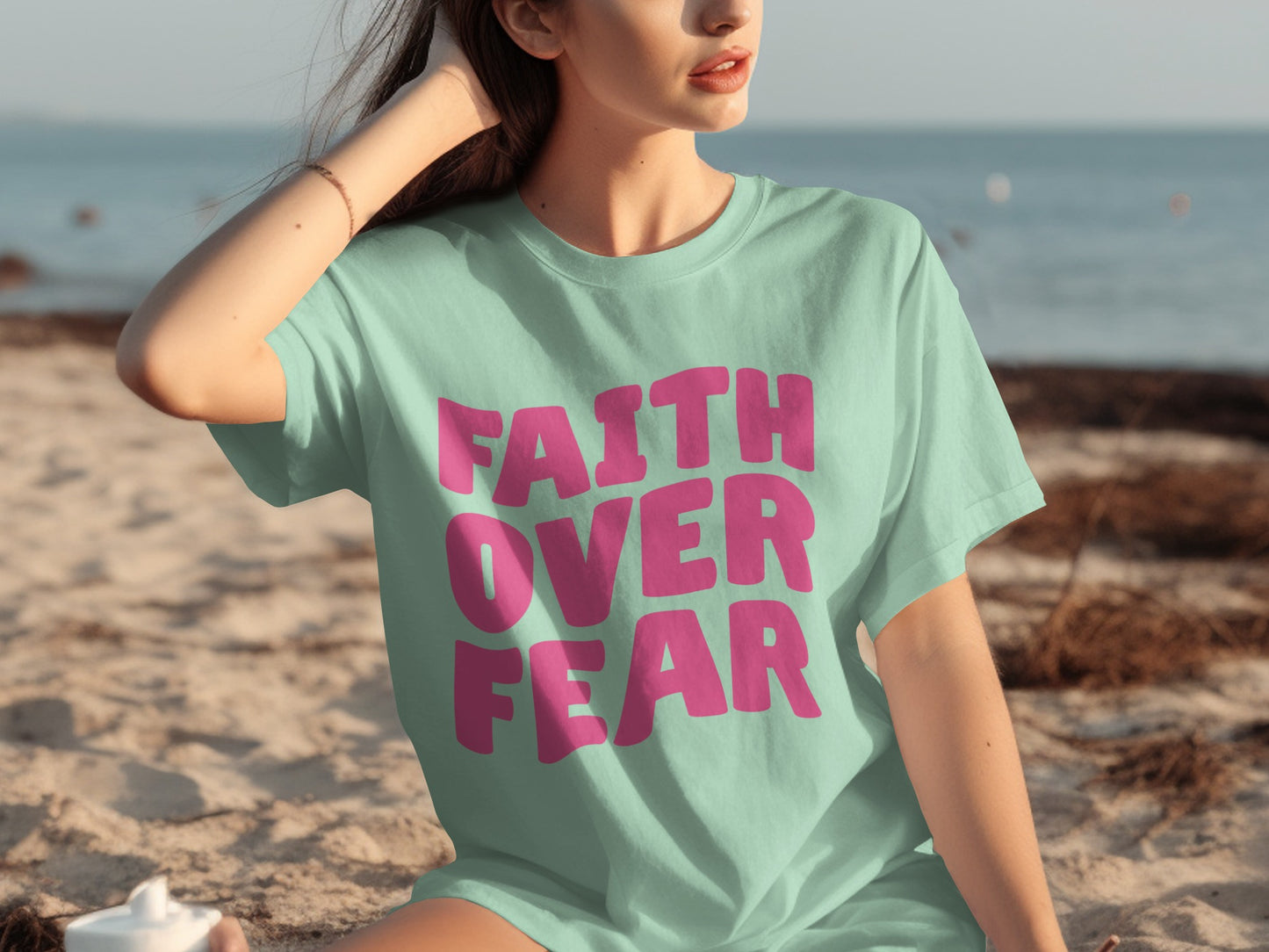 Faith Over Fear Inspiring Beach T-Shirt Product