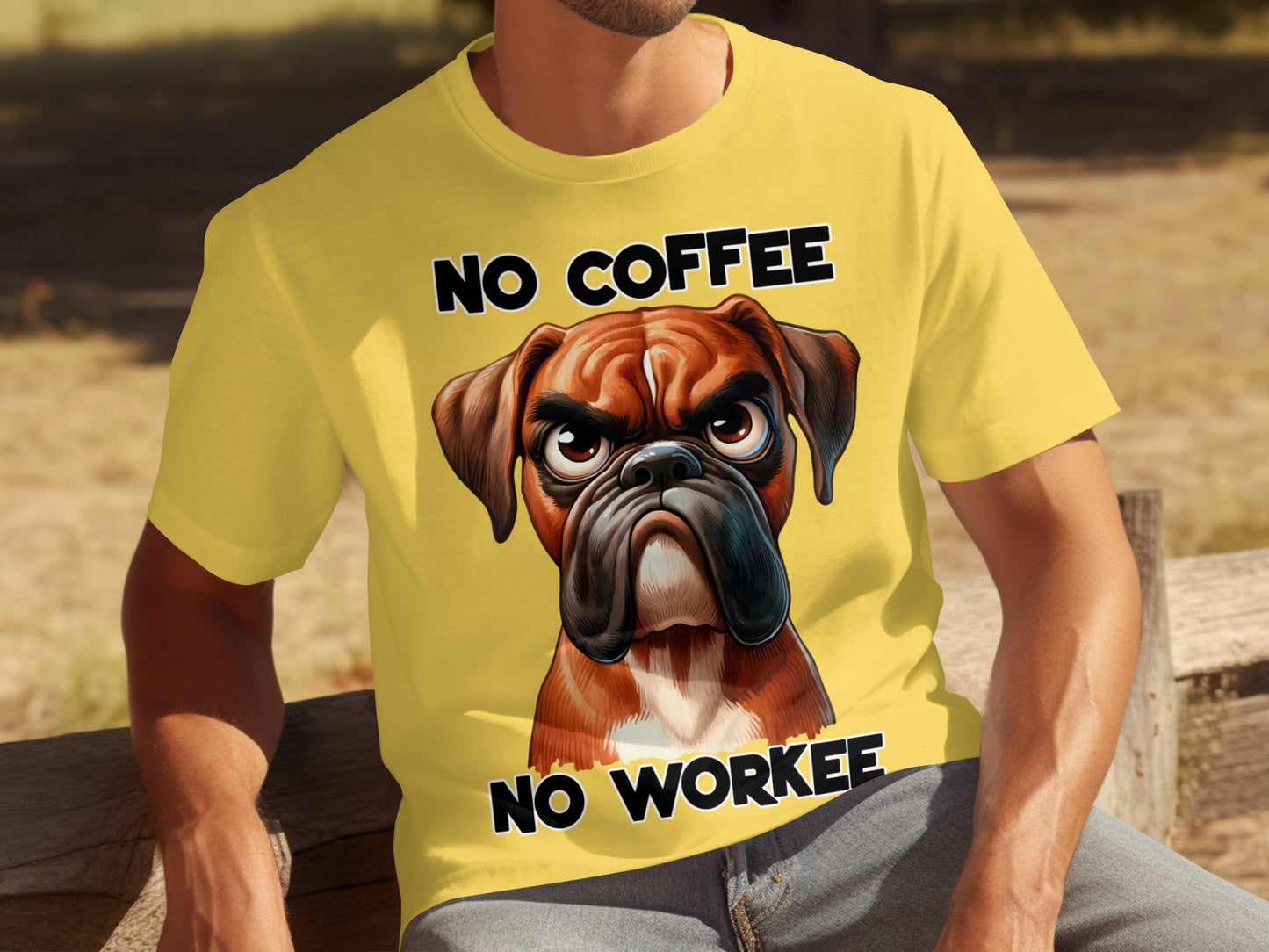 No Coffee No Workee Fun Bulldog Illustration Shirt