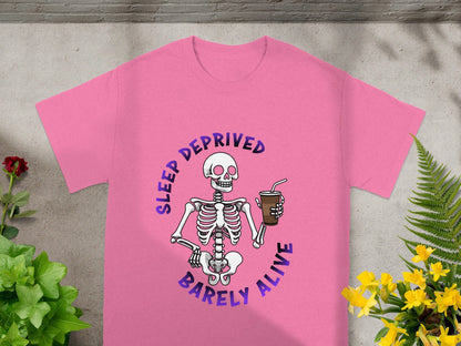 Sleep Deprived Barely Alive Skeleton Graphic T-shirt