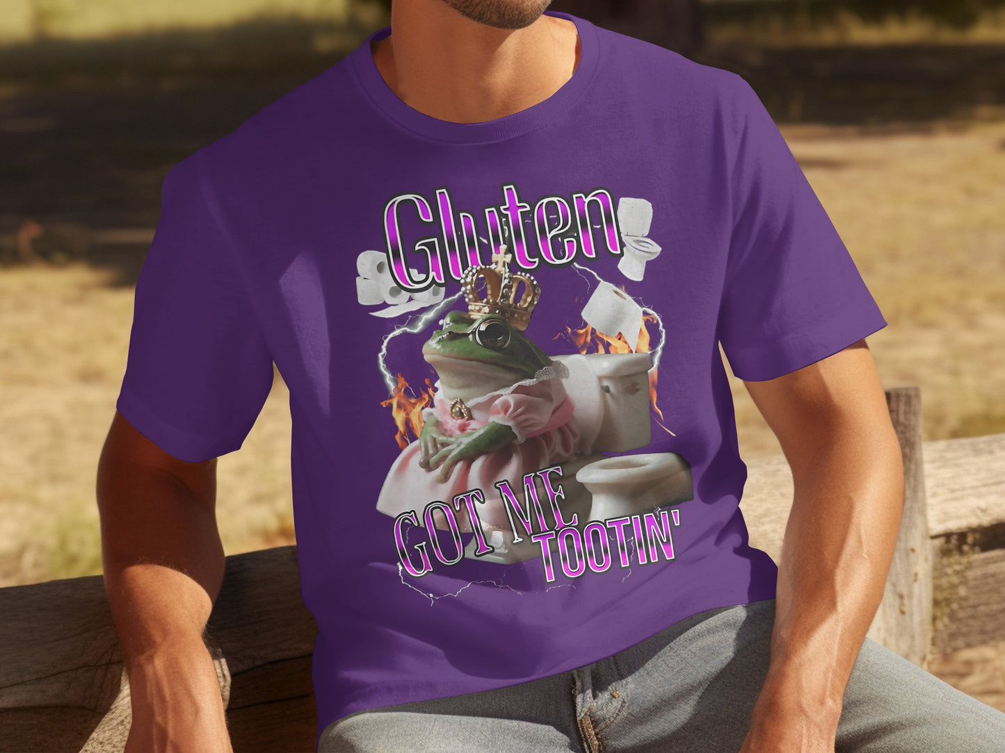 Gluten Got Me Tootin' Funny Graphic Tee Shirt